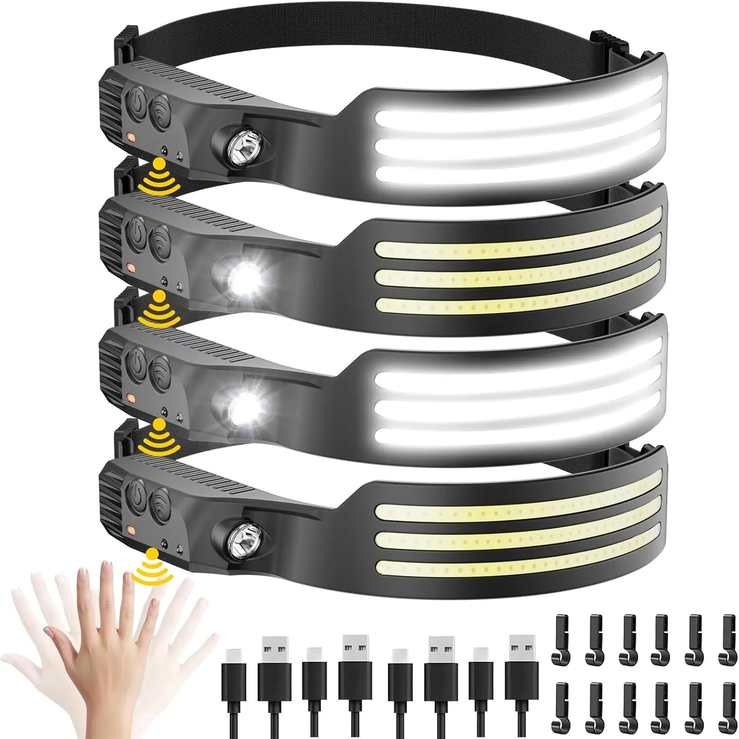 COB LED Scheinwerfer Induktion Kopf Lampe Eingebaute Batterie USB Aufladbare Kopf Taschenlampe Outdoor Camping Angeln Sensor Scheinwerfer