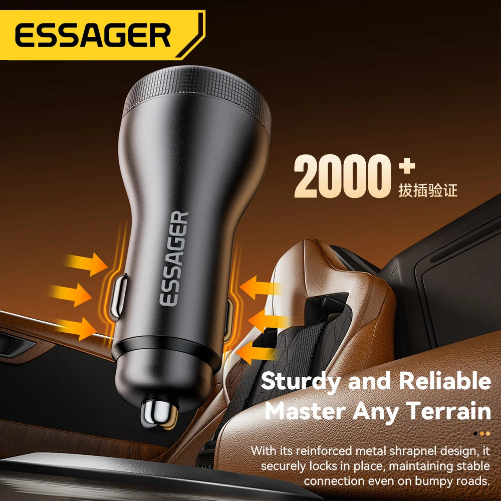 Essager 100 W Autoladegerät USB C Quick Charge PD 45 W für iPhone 15 pro 14 Xiaomi Poco Samsung Galaxy S24 Schnellladegerät