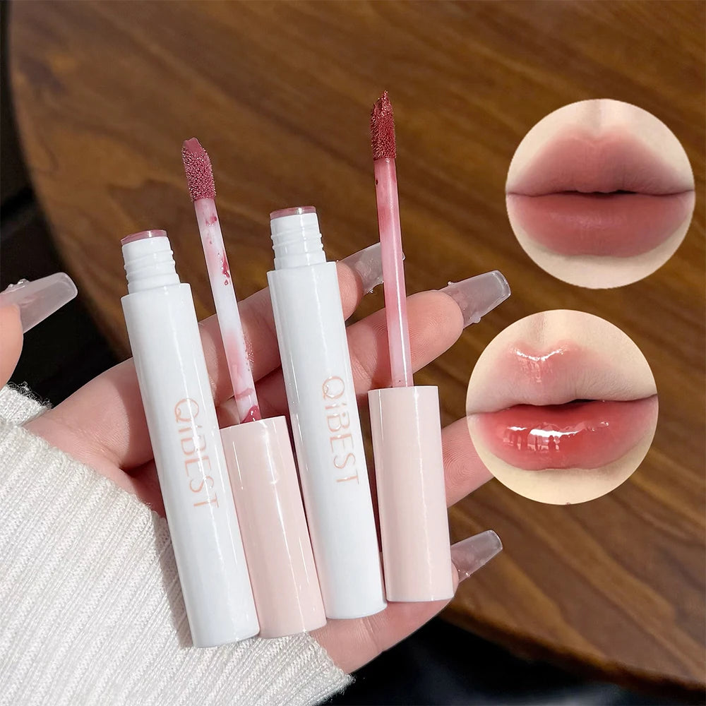 QIBEST 6 Teile/schachtel Matte Lippenstift Sets Und Spiegel Wässrige Lip Glasur Anhaltende Lip Make-Up Sets Feuchtigkeitsspendende Lipgloss Halskette Geschenk