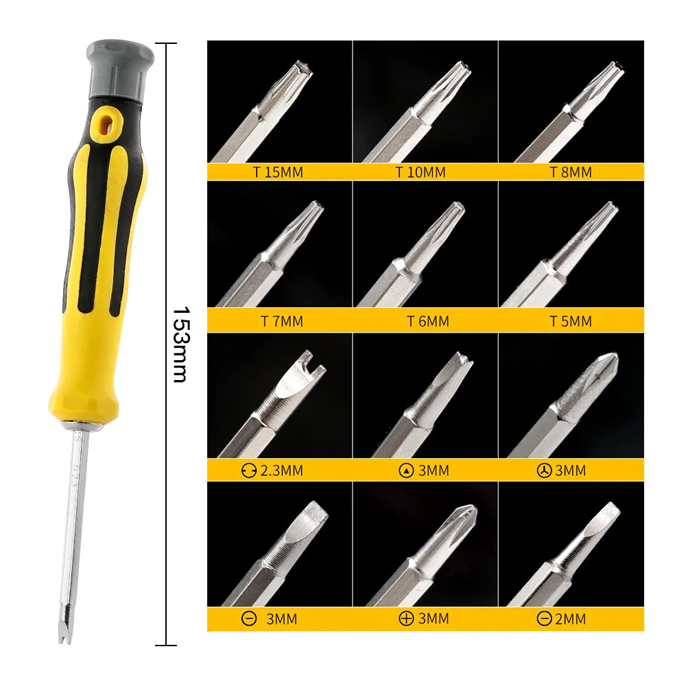 12 In 1 Schraubendreher-set Manipulationssicheren Magnetischen Schraubendreher Bit Hex Torx-schraubendreher Kopf Flache Reparatur Präzision Isolierte Hand Werkzeug