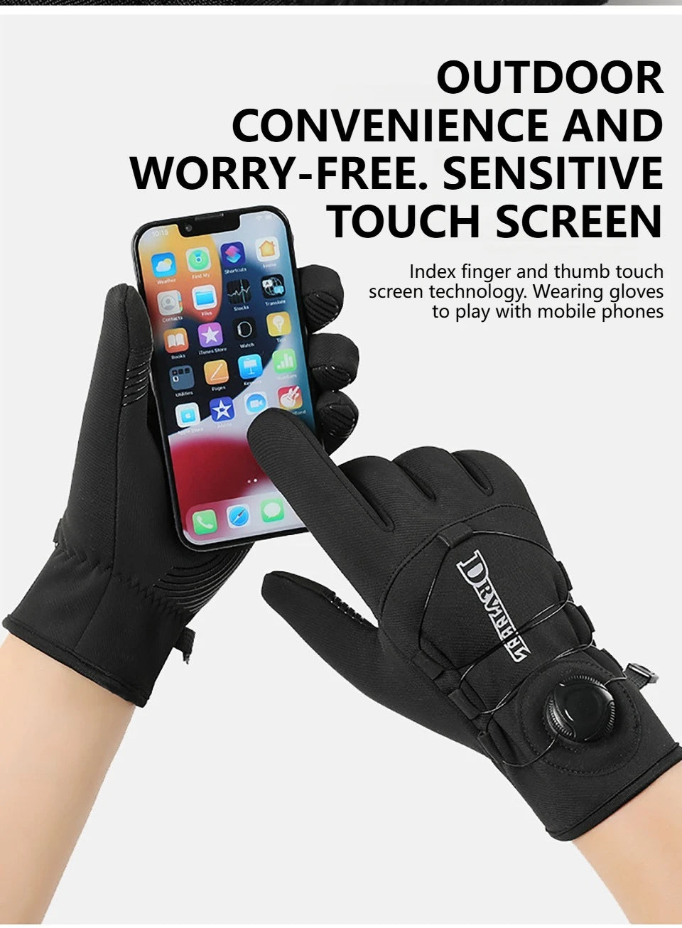 GTUBIKE 1 Paar Winter-Fahrradhandschuhe, warm, wasserdicht, winddicht, Unisex, mit Touchscreen für Outdoor-Reiten, Skifahren, Laufen, Fahrrad