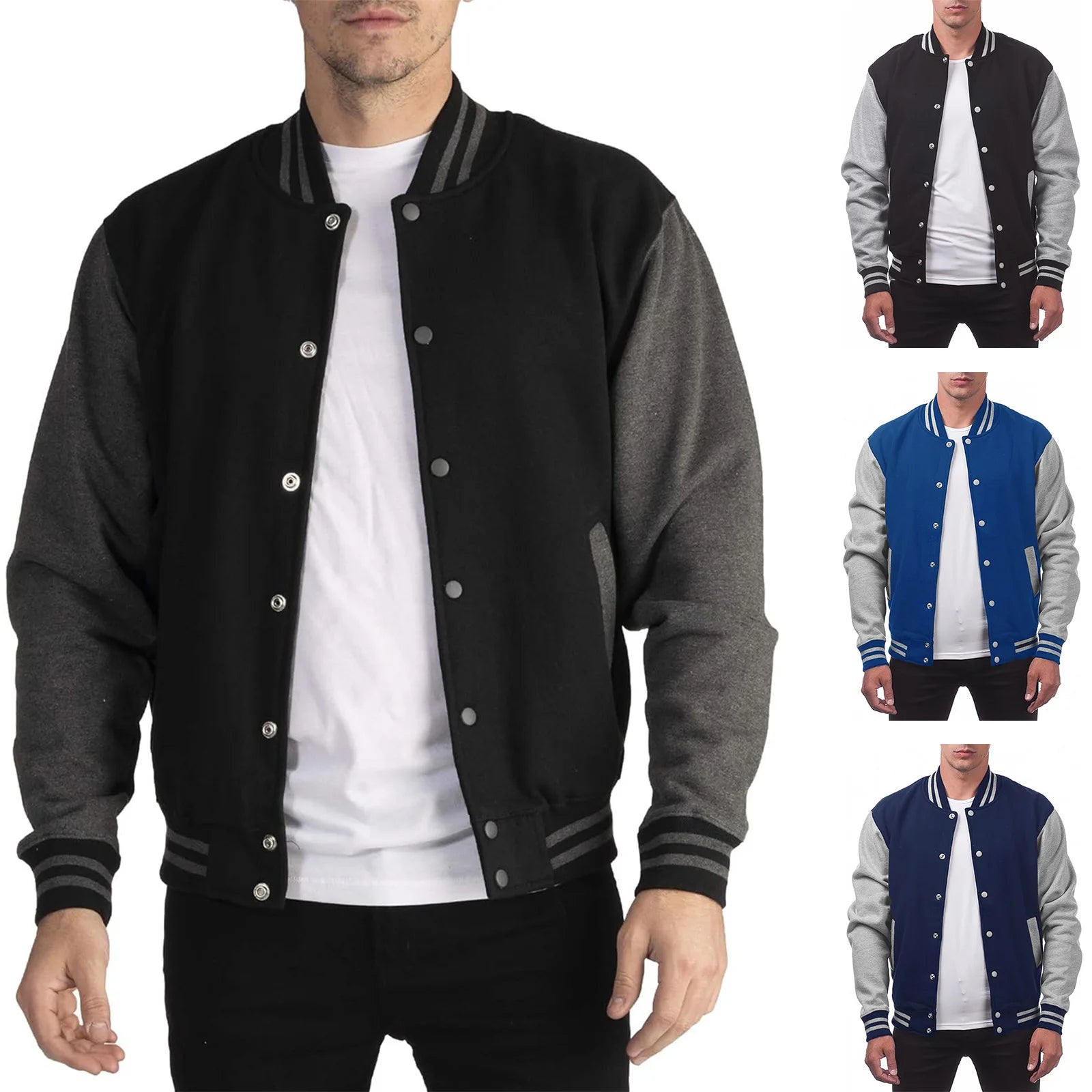 Neue Mode Klassische Design Varsity Jacke Herbst männer Casual Farbe Block Button Up Jacke Für Frühling Herbst Schule Baseball S-XXL