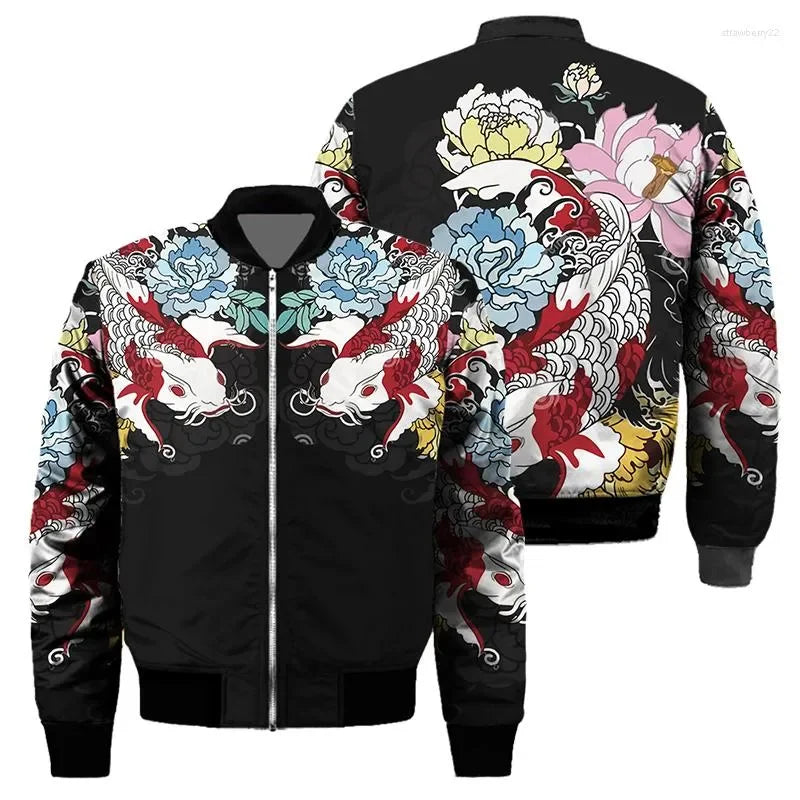 3d gedruckt neue Samurai oni Maske Tattoo Herren Bomber jacke lässig Frühling Herbst Vintage Reiß verschluss Jacke Unisex Kleidung Streetwear