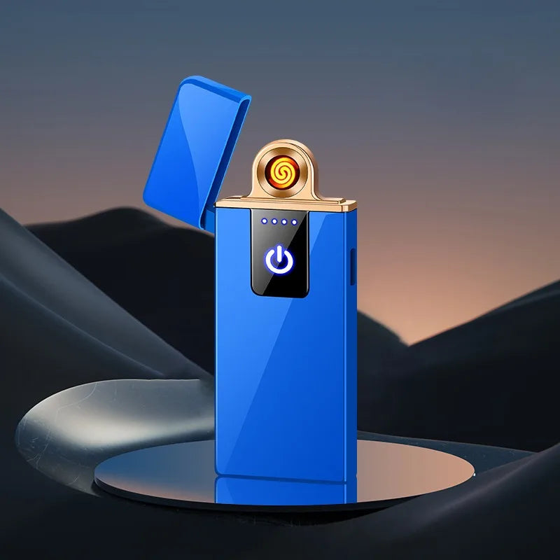 Outdoor Windproo Elektro feuerzeug Doppel bogen USB und LED Display Feuerzeug Rauch zubehör berühren empfindliche Hoch leistungs feuerzeuge