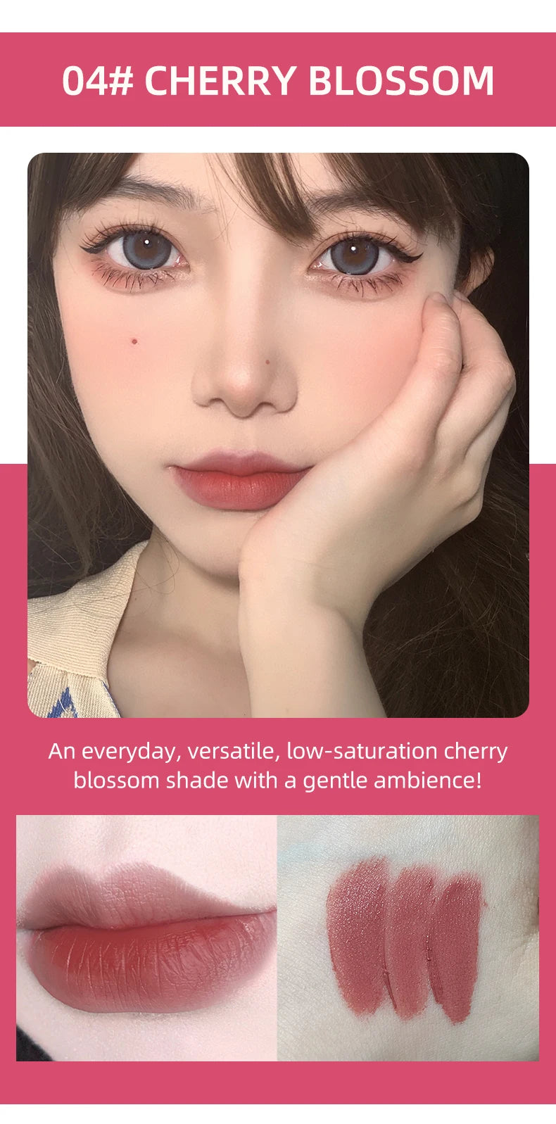 CACE Mattflüssiger Lippenstift-Make-up-Sets, 4 Farben Lipgloss und 1 transparenter Lipgloss und 1 Stück Lippenbalsam, praller und Halsketten-Geschenk