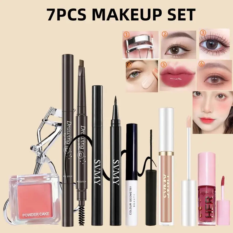 POPFEEL All-in-One-Make-up-Set, Geschenkset mit Lidschatten-Palette, Foundation, Lipgloss, Rouge, Pinsel, Eyeliner und mehr Schönheitsgeschenke