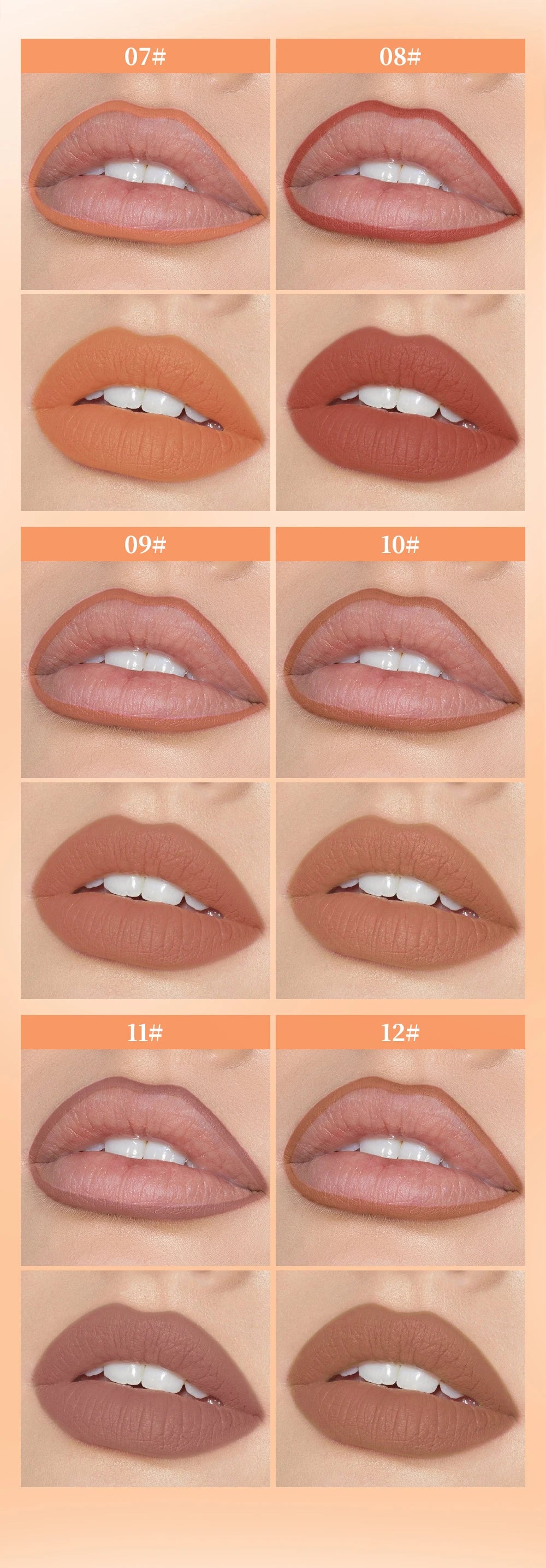 QIBEST 12 Teile/satz Matte Lip Liner Bleistift Lip Umriss Konturierung Dauerhafte Lippenstift Hohe Pigment Nicht Einfach Verblassen Samt Feine Lipliner