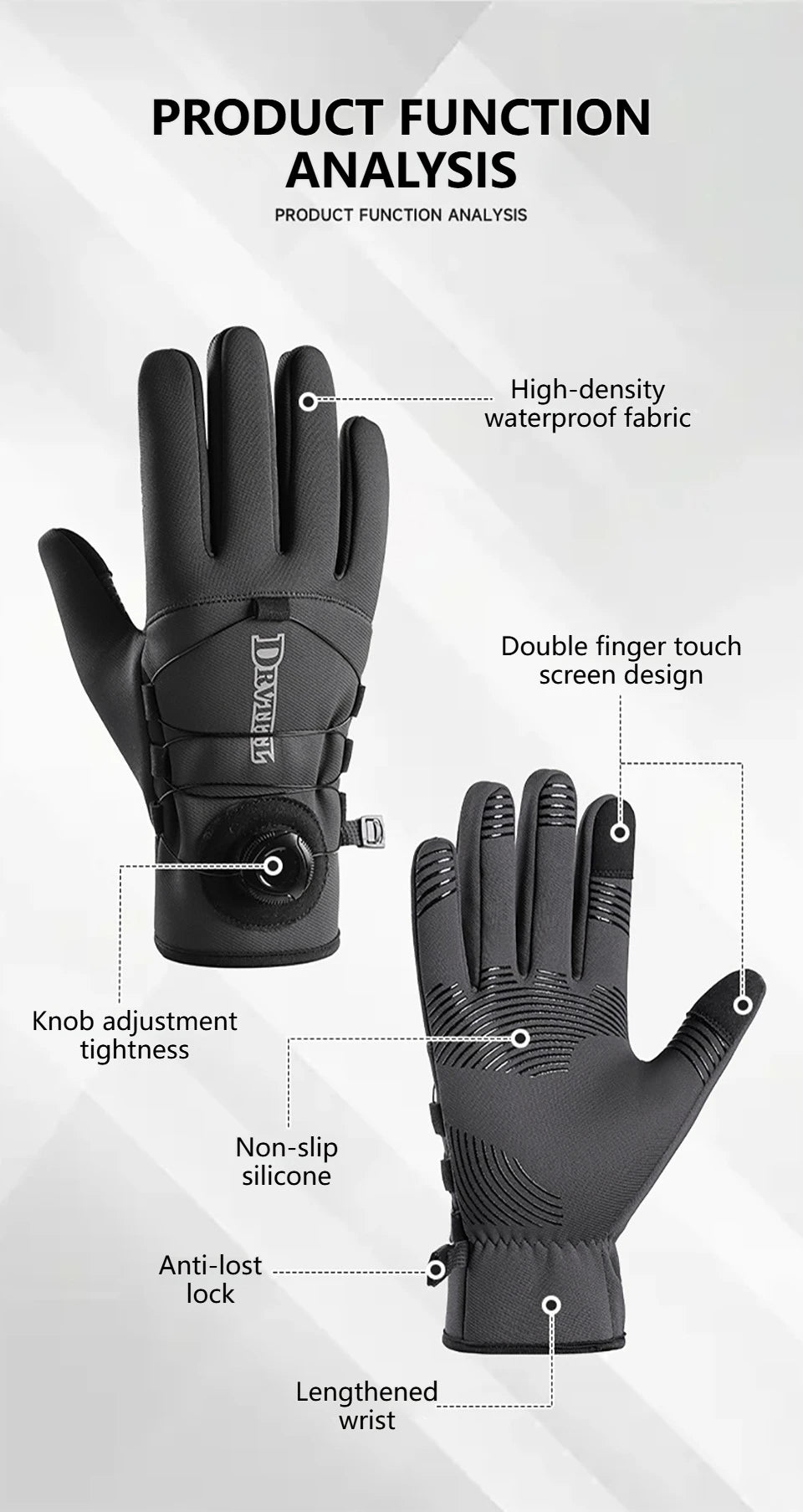 GTUBIKE 1 Paar Winter-Fahrradhandschuhe, warm, wasserdicht, winddicht, Unisex, mit Touchscreen für Outdoor-Reiten, Skifahren, Laufen, Fahrrad