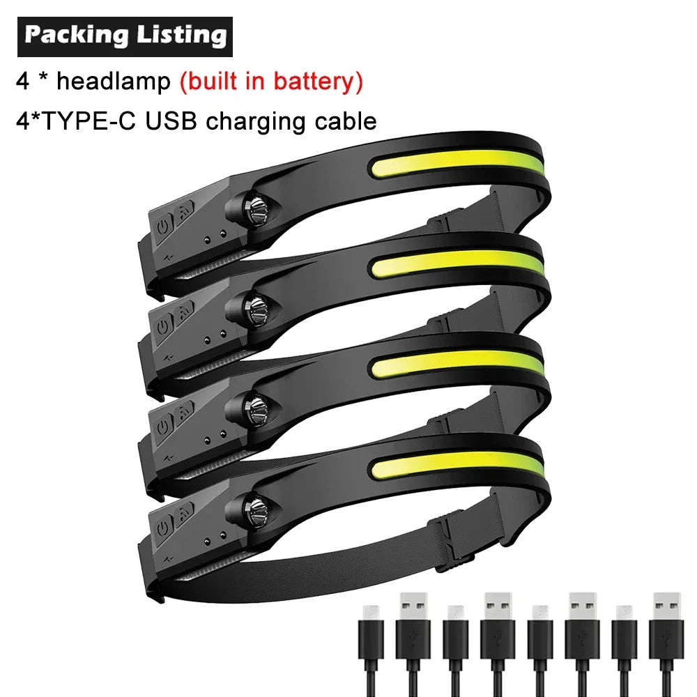 1-10PCS LED Sensor Scheinwerfer Eingebaute Batterie USB Aufladbare Kopf Taschenlampe Scheinwerfer Kopf Taschenlampe Camping Angeln Suche licht