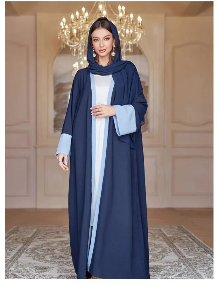 Muslimische Abaya für Frauen mit Schal Eid Langarm Marokko Arab Party kleid lange Robe Vestidos Dubai Abayas bescheidene Kaftan Kleider