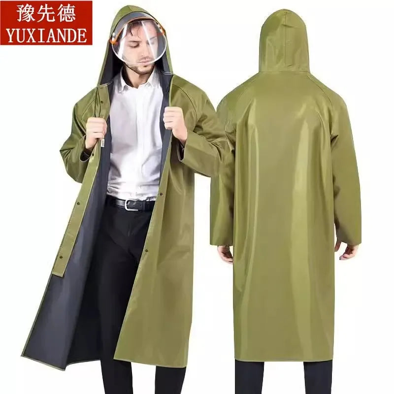 Langer, einteiliger Regenmantel für Erwachsene aus Segeltuch, wasserdicht, Wander-Regenanzug, Herren-All-Body-Regenschutzkleidung, langlebiges Oxford-Tuch