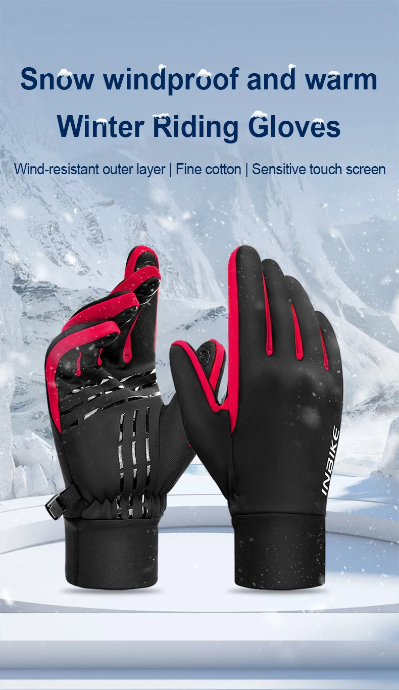 INBIKE Winter-Fahrradhandschuhe für Herren und Damen, warmer Fleece-Fahrradhandschuh zum Reiten, Fahrradhandschuhe, wasserdichtes Touchscreen-Zubehör