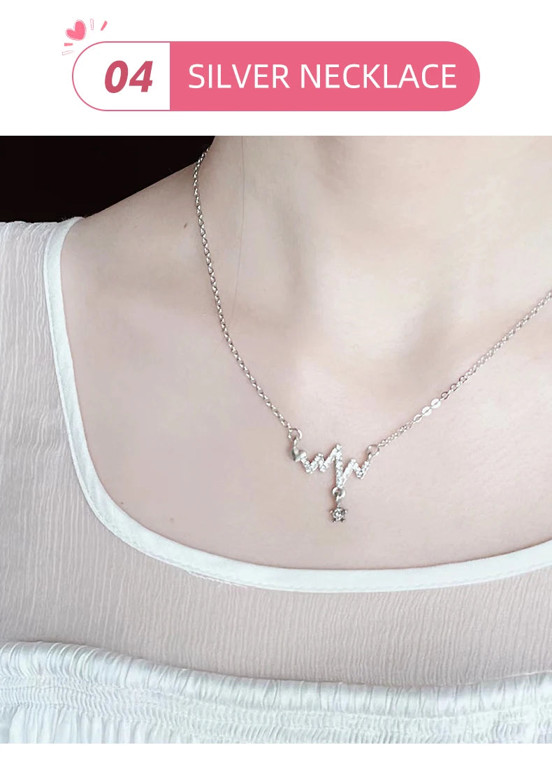 CACE Mattflüssiger Lippenstift-Make-up-Sets, 4 Farben Lipgloss und 1 transparenter Lipgloss und 1 Stück Lippenbalsam, praller und Halsketten-Geschenk