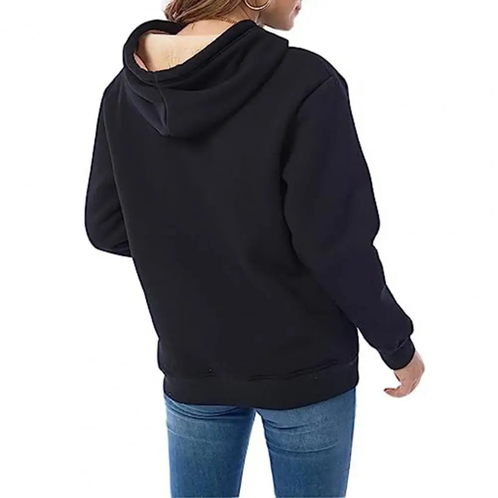 Lightweight Jacket Cozy Fleece-lined Winter Hoodie with Pockets for Women Stylish Zip-up Coat with Drawstring Hem Elastic Cuffs