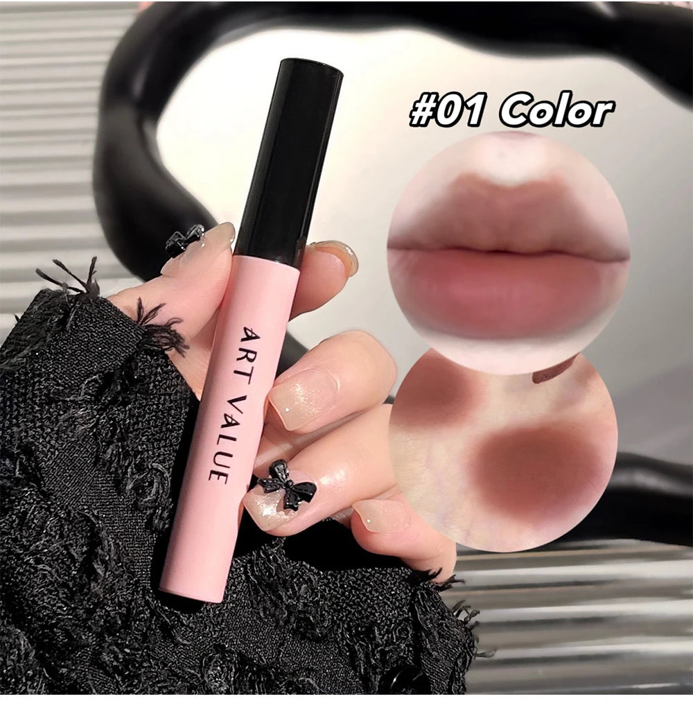 Rosa Liebesbrief Lippenschlamm Spiegelglasur Halskette Set Lippen Make-up Set mit mattem weichem Nebel und weißem Frauen Make-up Kosmetik Geschenke
