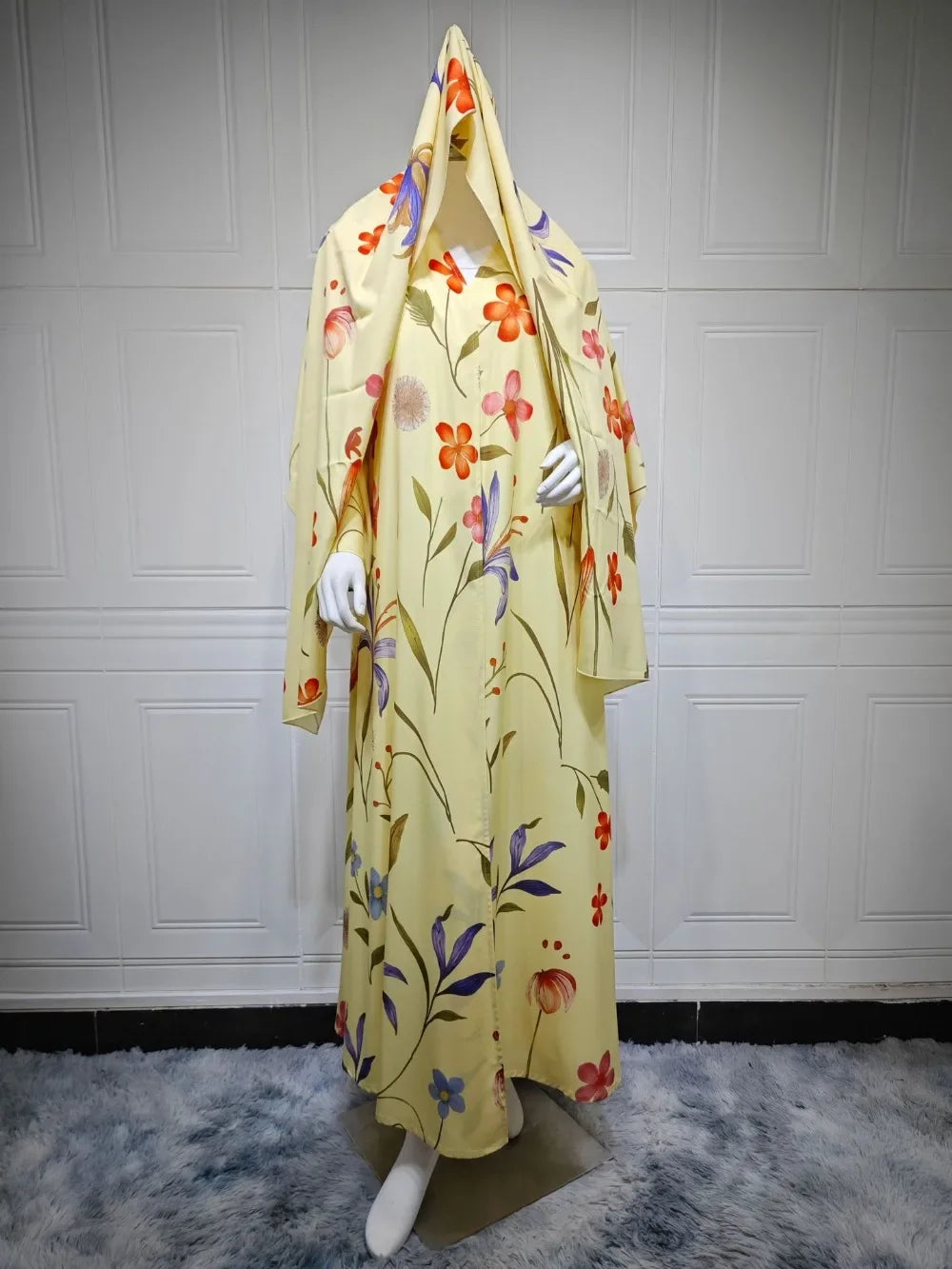 Dubai Cardigan Abaya Schal Damen Offenes Kleid 2-teiliges Set Eid Print Dubai Cardigan Marokko Kaftan Jalabiya Long Roeb Ramadan Party