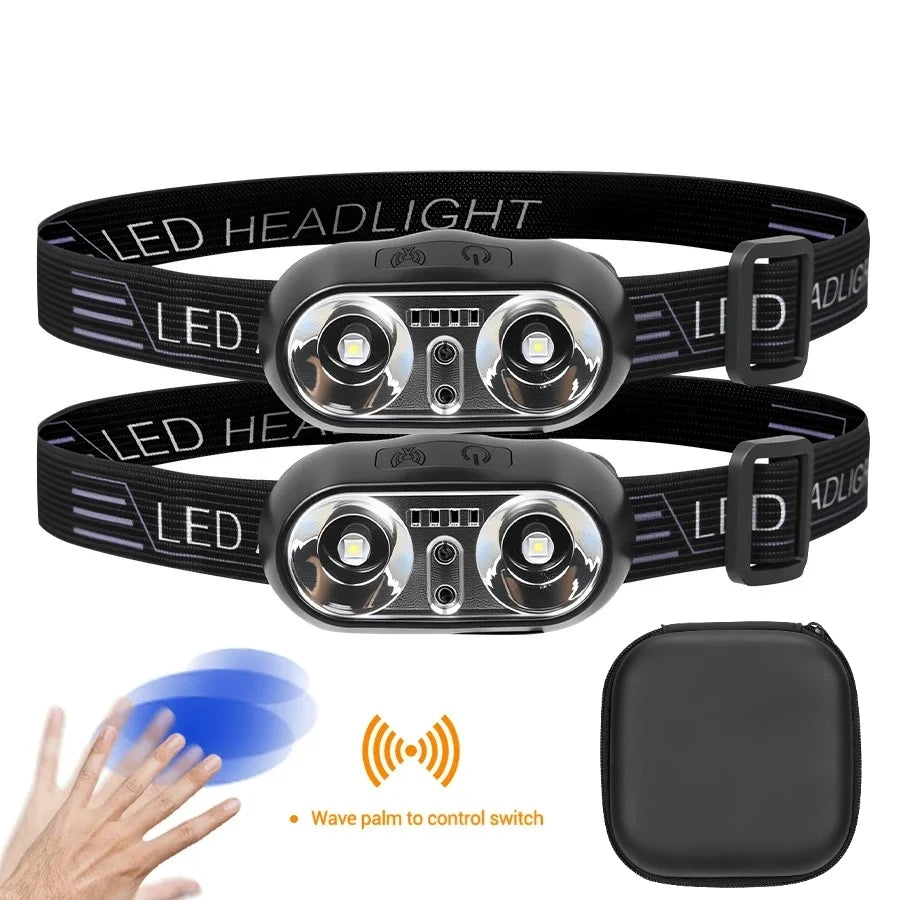 Induktion LED Scheinwerfer Mini USB Lade Scheinwerfer Camping Taschenlampe Led Kopf-Montiert Starke Licht Angeln Tragbare Taschenlampe Lampe