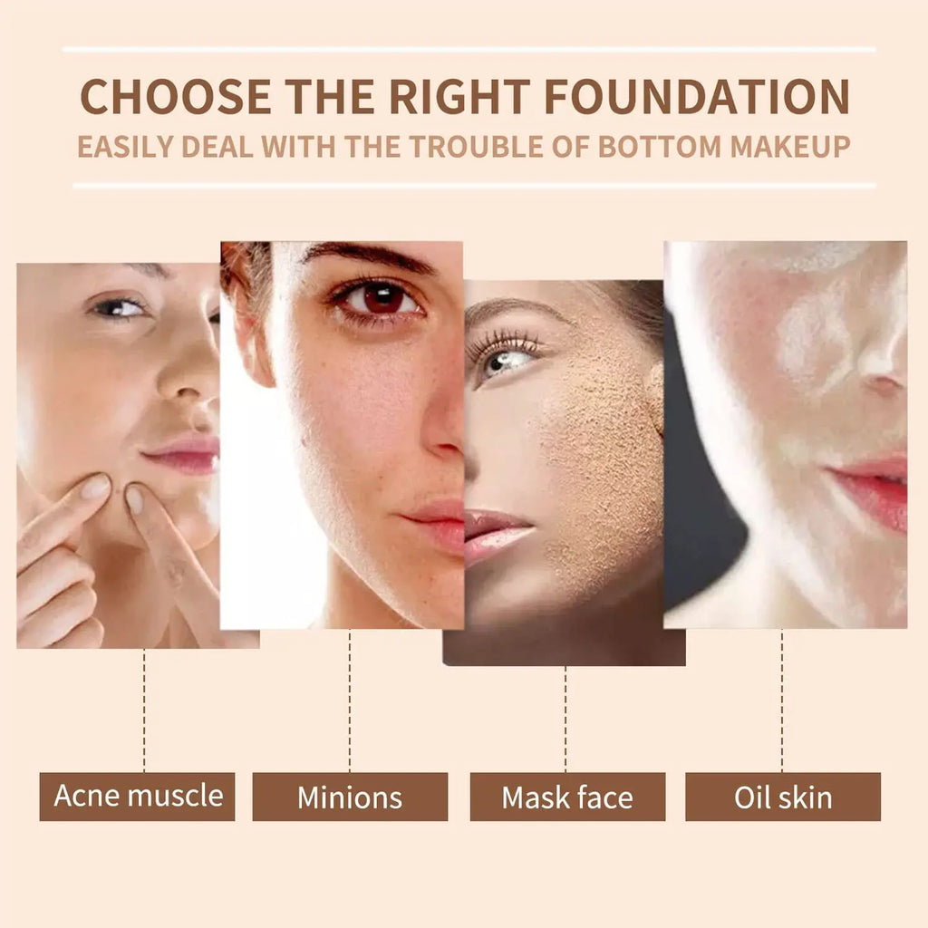 Mushroom Head Air Cushion BB Cream, Moisturizing Concealer Lasting Nude CC Liquid Foundation Even Skin Tone Makeup Base Primer