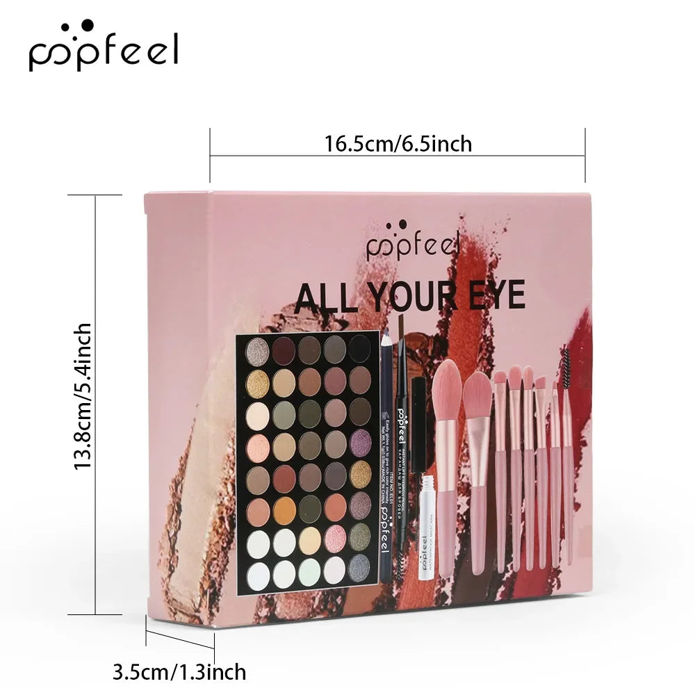 Make-up-Set, Lidschatten, Lippenstift, Augenbrauen, Concealer, Puderpinsel, komplettes Make-up-Set für Frauen, weiblich, Anfänger, Studenten, komplettes Set