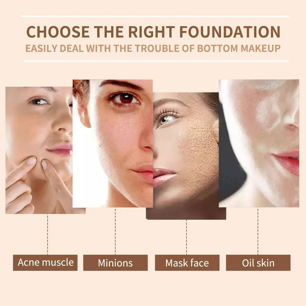 Mushroom Head Air Cushion BB Cream, Moisturizing Concealer Lasting Nude CC Liquid Foundation Even Skin Tone Makeup Base Primer