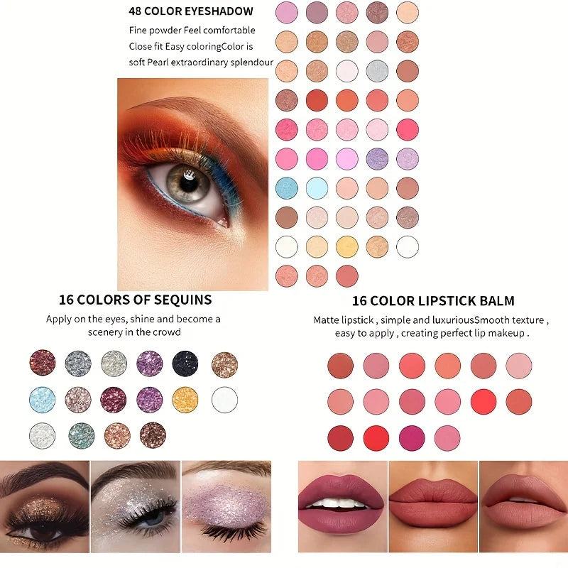 Das 110-Farben-All-in-One-Make-up-Palette-Geschenkset enthält Lidschatten, Glitzer, Lippenstift, Concealer, Rouge, Eyeliner, Textmarker mit Spiegel