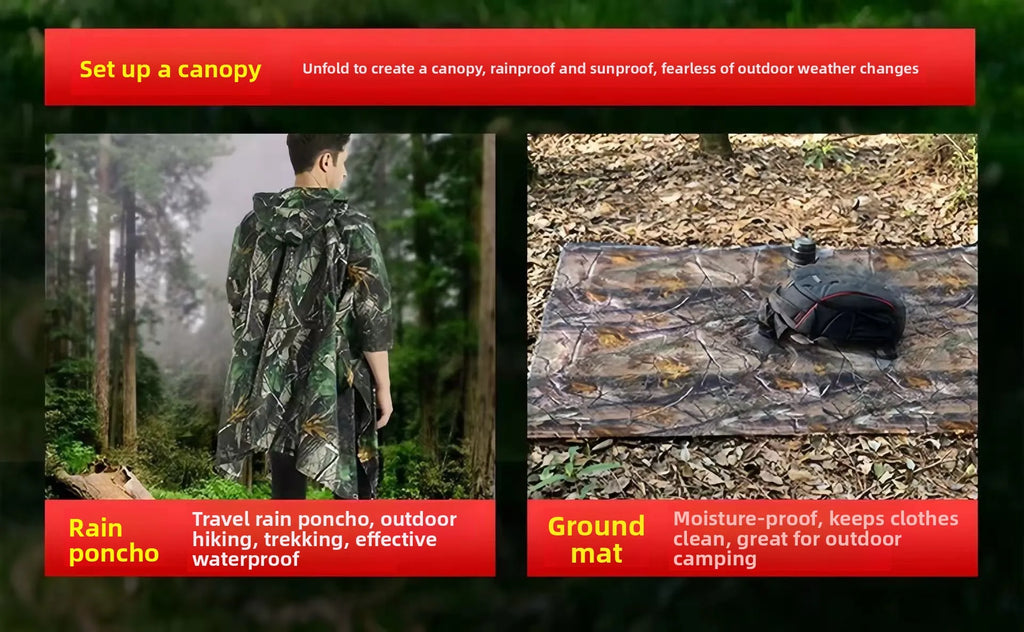 Drei-in-Eins-Tarnmantel, Regenmantel, Outdoor, Radfahren, Wandern, Bergsteigen, Camping, multifunktional, taktisch, wasserdicht...