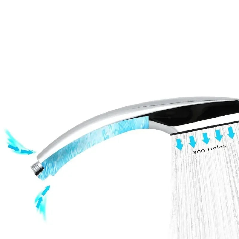 Druckduschkopf mit 300 Löchern, Handgriff, quadratischer Duschkopf, wassersparende Regensprühdüse, Badezimmerzubehör
