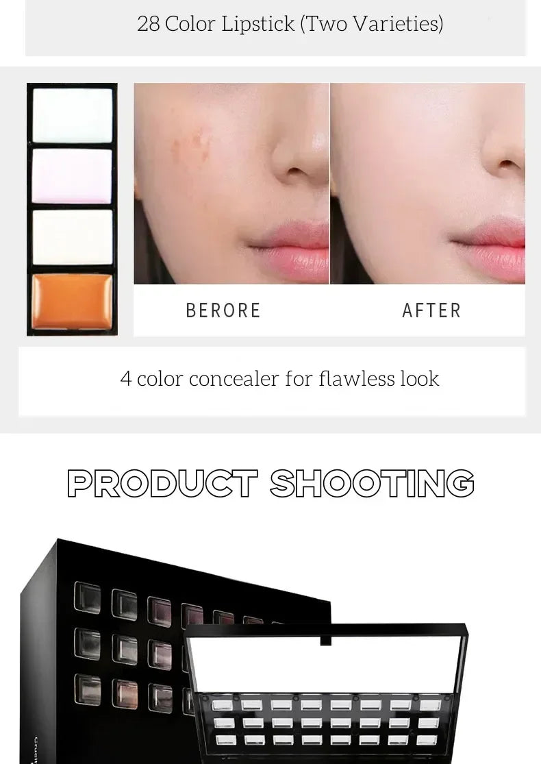 74Farben Lidschatten Lipgloss Perlglanz Matt Concealer Flash Lippenstift Frauen Kosmetik Professionelle Geschenkbox Weihnachtsmake-up