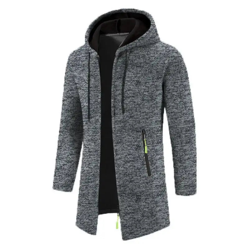 Frühling Herbst männer Mit Kapuze Lange Jacken Solide Stricken Strickjacke Outwear Casual Männlichen Mäntel Zipper Warme Streetwear Hoodies Jacke