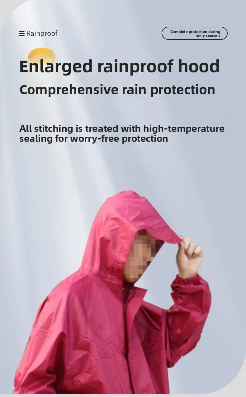 Verdickter Polyester-Stoff, Motorrad, Elektrofahrzeug, Reiten, Regenanzug, atmungsaktiv, abnehmbarer Regenmantel und Hose für Erwachsene