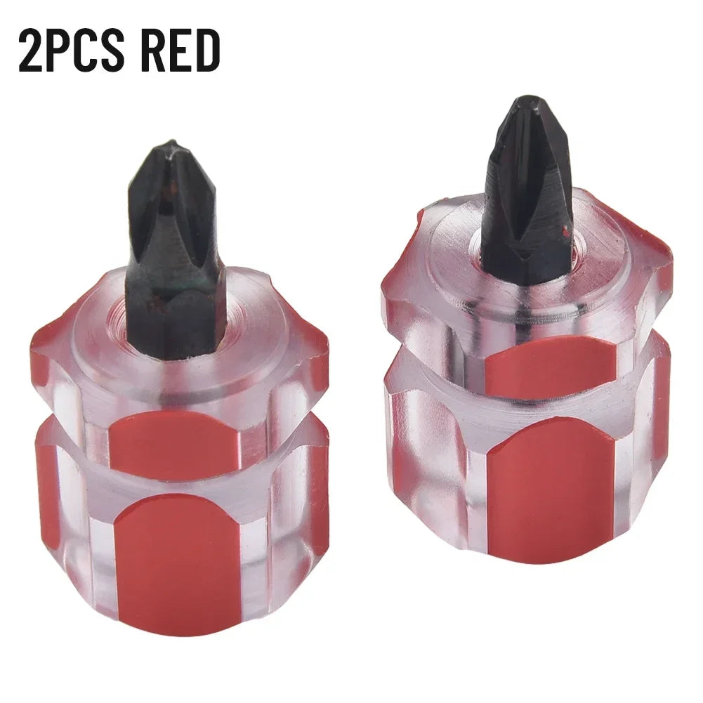2/6PCS Mini Flachkopf Schraubendreher Nähmaschine Kreuz-kopf Kurzen Schraubendreher DIY Transparent Griff Reparatur Werkzeuge