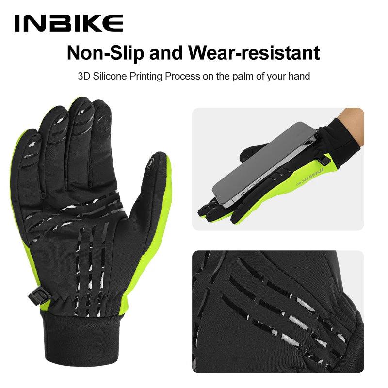 INBIKE Winter-Fahrradhandschuhe für Herren und Damen, warmer Fleece-Fahrradhandschuh zum Reiten, Fahrradhandschuhe, wasserdichtes Touchscreen-Zubehör