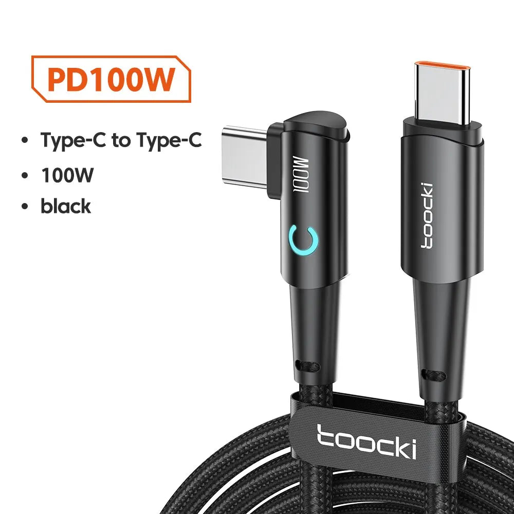 Toocki 100w usb c zu usb c kabel 90 grad für ipad macbook pro xiaomi samsung huawei schnell ladetyp c datums kabel