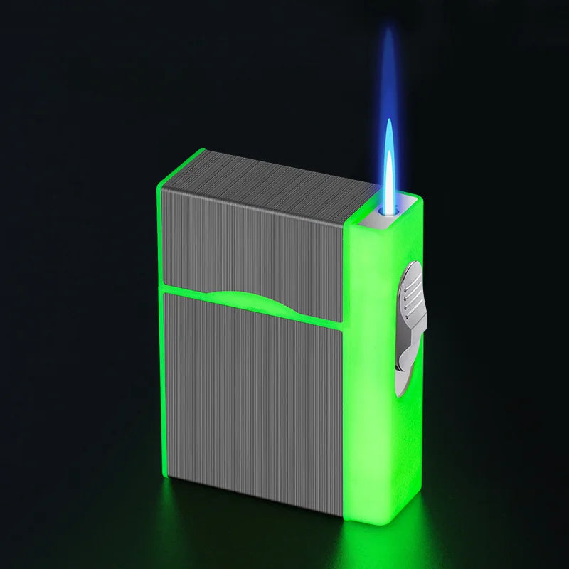 2 in 1 leuchtendes Zigarettenetui, 20 Stück, USB wiederaufladbar, Zigarettenanzünder, winddicht, Zigarettenetui, Geschenk, Raucherzubehör