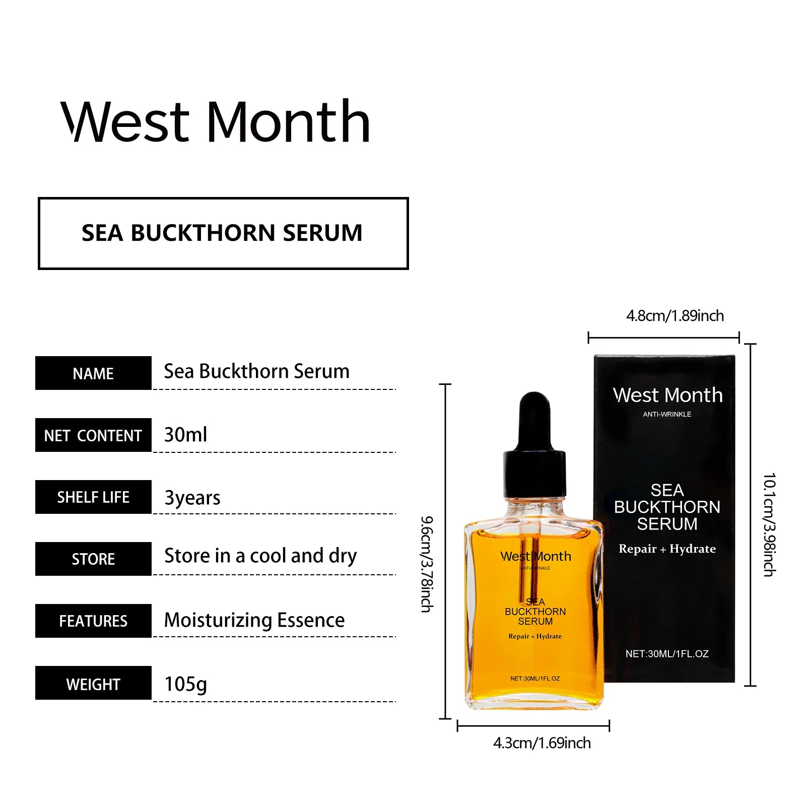 Feuchtigkeitsspendendes Sanddornserum zur sanft feuchtigkeitsspendenden, spenden, nähren, straffen Haut und unterstützen die verjüngende Gesichtsessenz