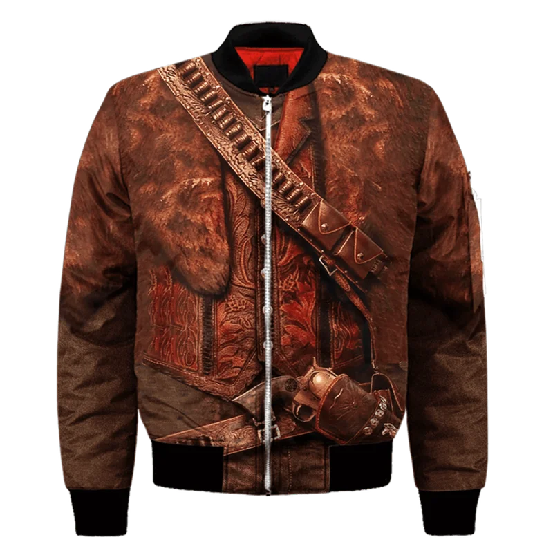 American West Cowboy Männer Bomber jacke benutzer definierten Namen 3d bedruckte Jacke Männer Kleidung Herbst Winter Harajuku Reiß verschluss Mantel überschattet