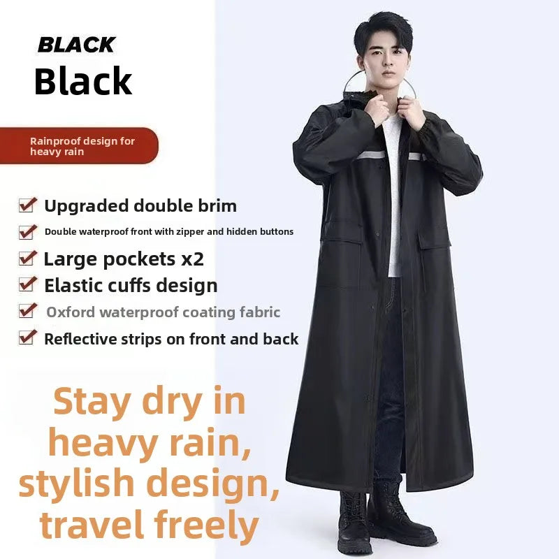 Extra langer Ganzkörper-Regenmantel für schwere Regen, Outdoor-Motorrad, batteriebetrieben, Baustelle, einteiliger wasserdichter Regenanzug