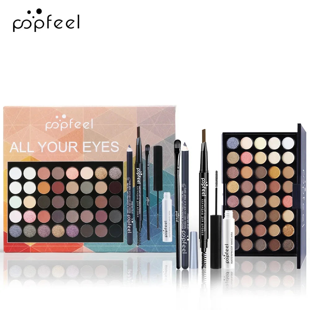 Make-up-Set, Lidschatten, Lippenstift, Augenbrauen, Concealer, Puderpinsel, komplettes Make-up-Set für Frauen, weiblich, Anfänger, Studenten, komplettes Set