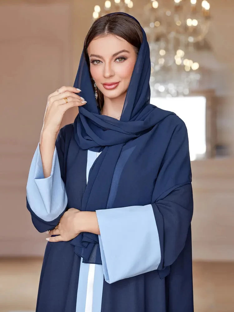 Muslimische Abaya für Frauen mit Schal Eid Langarm Marokko Arab Party kleid lange Robe Vestidos Dubai Abayas bescheidene Kaftan Kleider