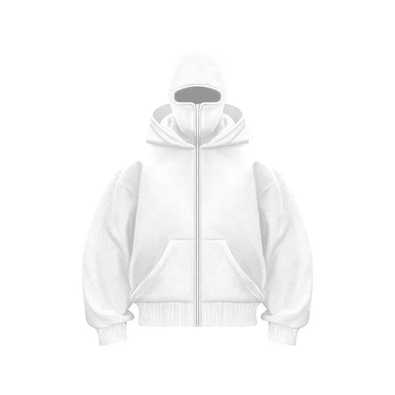 „2025 Herren-Designerbekleidung: Kapuzenpullover mit doppeltem Reißverschluss, maskiertes Hip-Hop-Sweatshirt für Herbst und Winter, Fitness- und Freizeit-Hoodie.