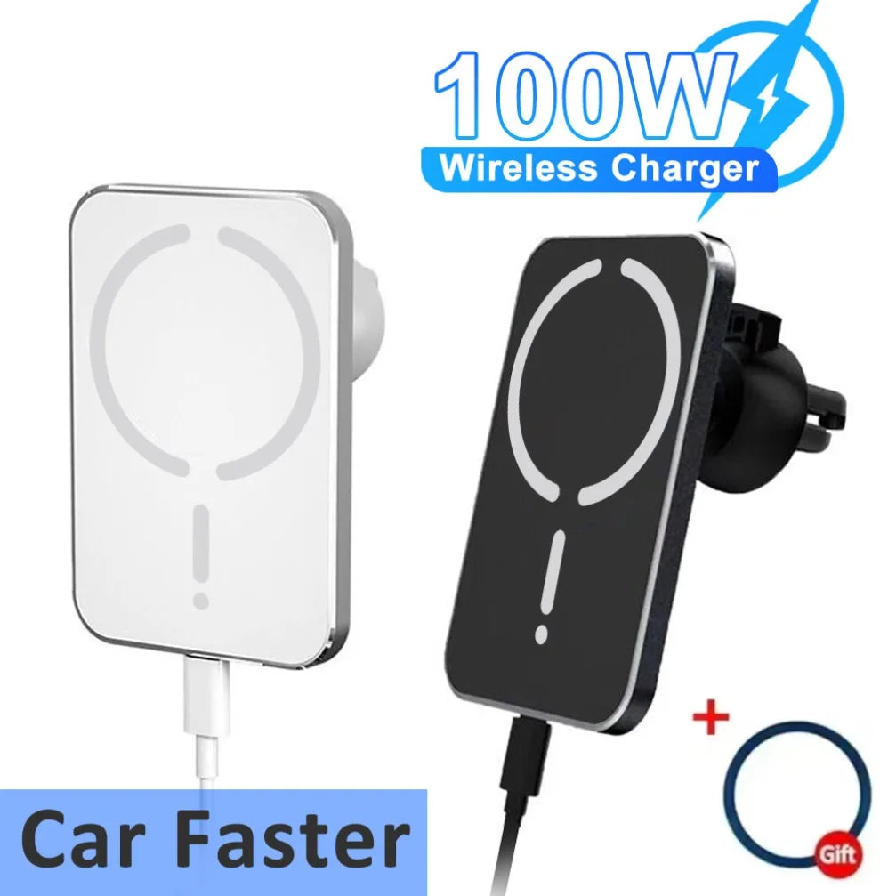 100 W Auto Magnetische Drahtlose Ladegerät Air Vent Telefon Halter Stehen Für Magsafe iPhone 16 15 14 13 12 Pro max XS 11 Schnelle Lade Pad