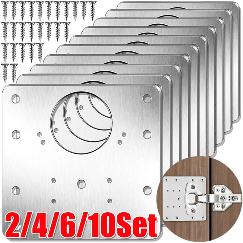 2/10Sets Scharnier Reparatur Platte Küche Schrank Tür Scharniere Montage Platte mit Schraube Flache Befestigungs Klammern Möbel Hardware werkzeuge