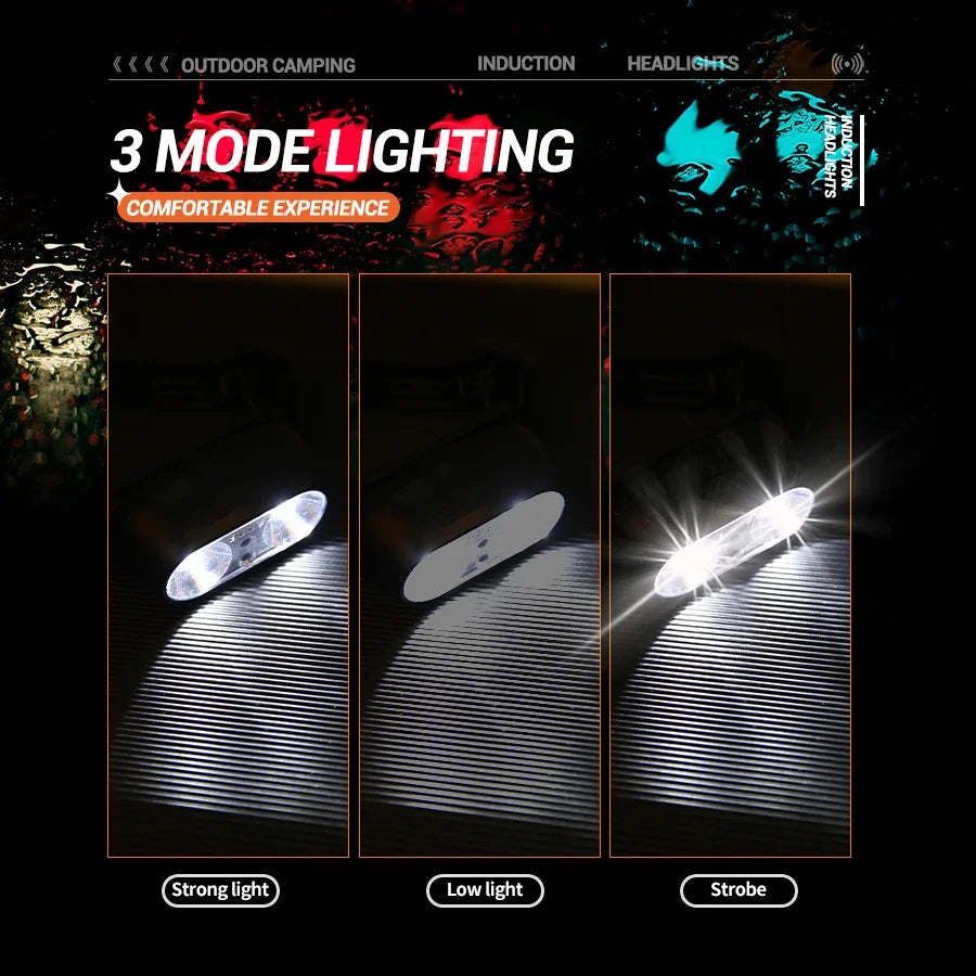 Induktion LED Scheinwerfer Mini USB Lade Scheinwerfer Camping Taschenlampe Led Kopf-Montiert Starke Licht Angeln Tragbare Taschenlampe Lampe