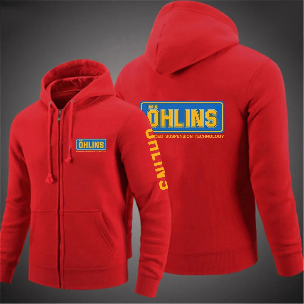 2025 männer Neue Ohlins Suspension Gedruckt Mantel Einfarbig Zipper Mit Kapuze Langarm Jacke Casual Sport Mode Hoodie
