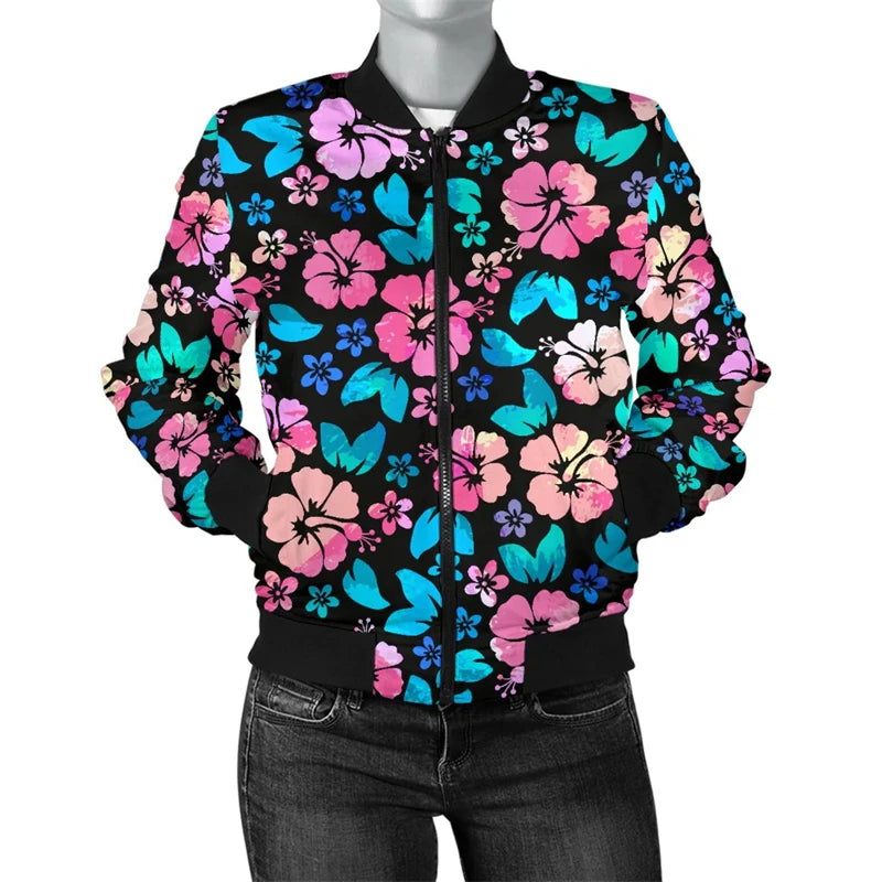 Retro Blume Schädel Grafik Jacke Männer Frauen 3d gedruckt Streetwear Langarm Jacken lässige Persönlichkeit Herbst Bomber Jacke