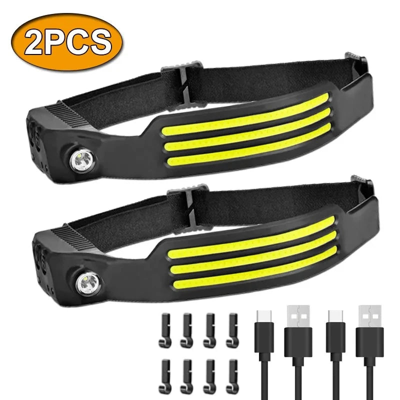 COB LED Scheinwerfer Induktion Kopf Lampe Eingebaute Batterie USB Aufladbare Kopf Taschenlampe Outdoor Camping Angeln Sensor Scheinwerfer