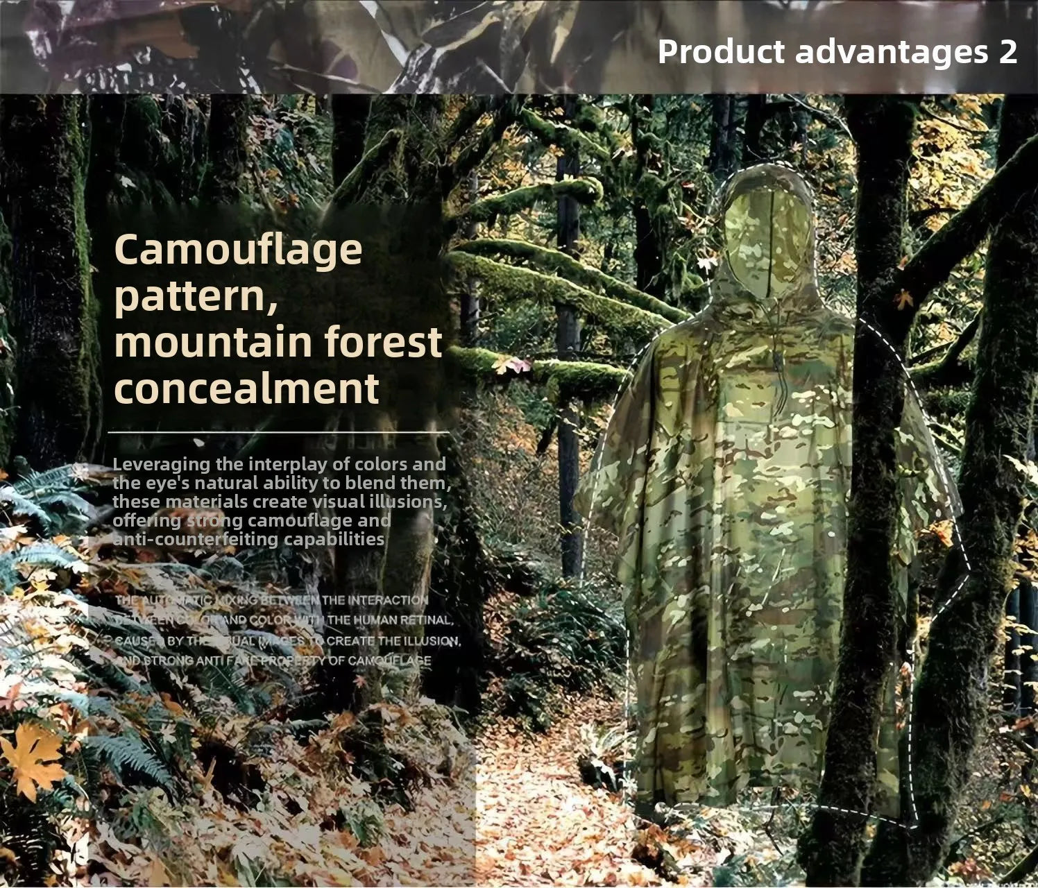 Drei-in-Eins-Tarnmantel, Regenmantel, Outdoor, Radfahren, Wandern, Bergsteigen, Camping, multifunktional, taktisch, wasserdicht...