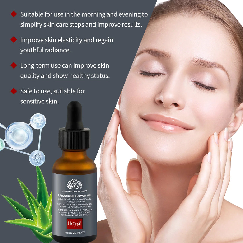 Kollagen-Essenz-Serum mit Parakress-Blumenöl, reduziert feine Linien, verbessert die Hautelastizität, Anti-Aging, leicht, 30 ml