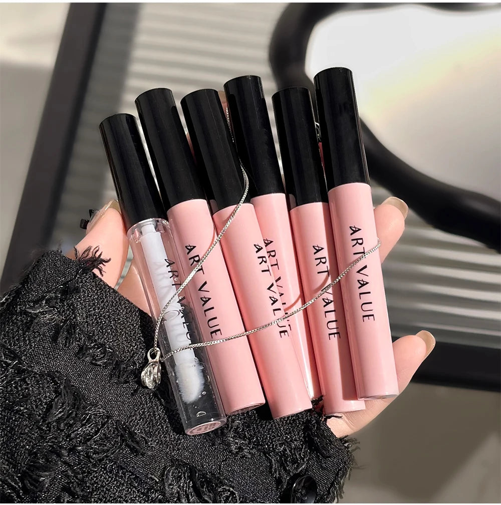 Rosa Liebesbrief Lippenschlamm Spiegelglasur Halskette Set Lippen Make-up Set mit mattem weichem Nebel und weißem Frauen Make-up Kosmetik Geschenke