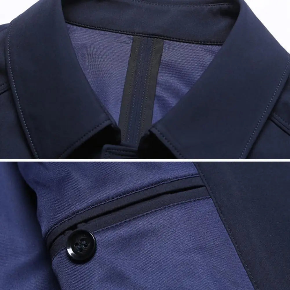 Frühling Herbst Männer Jacke Revers Lange Sleeve Zipper Knopfleiste Männlichen Mantel Einfarbig Casual Jacke Mit Taschen männer Kleidung